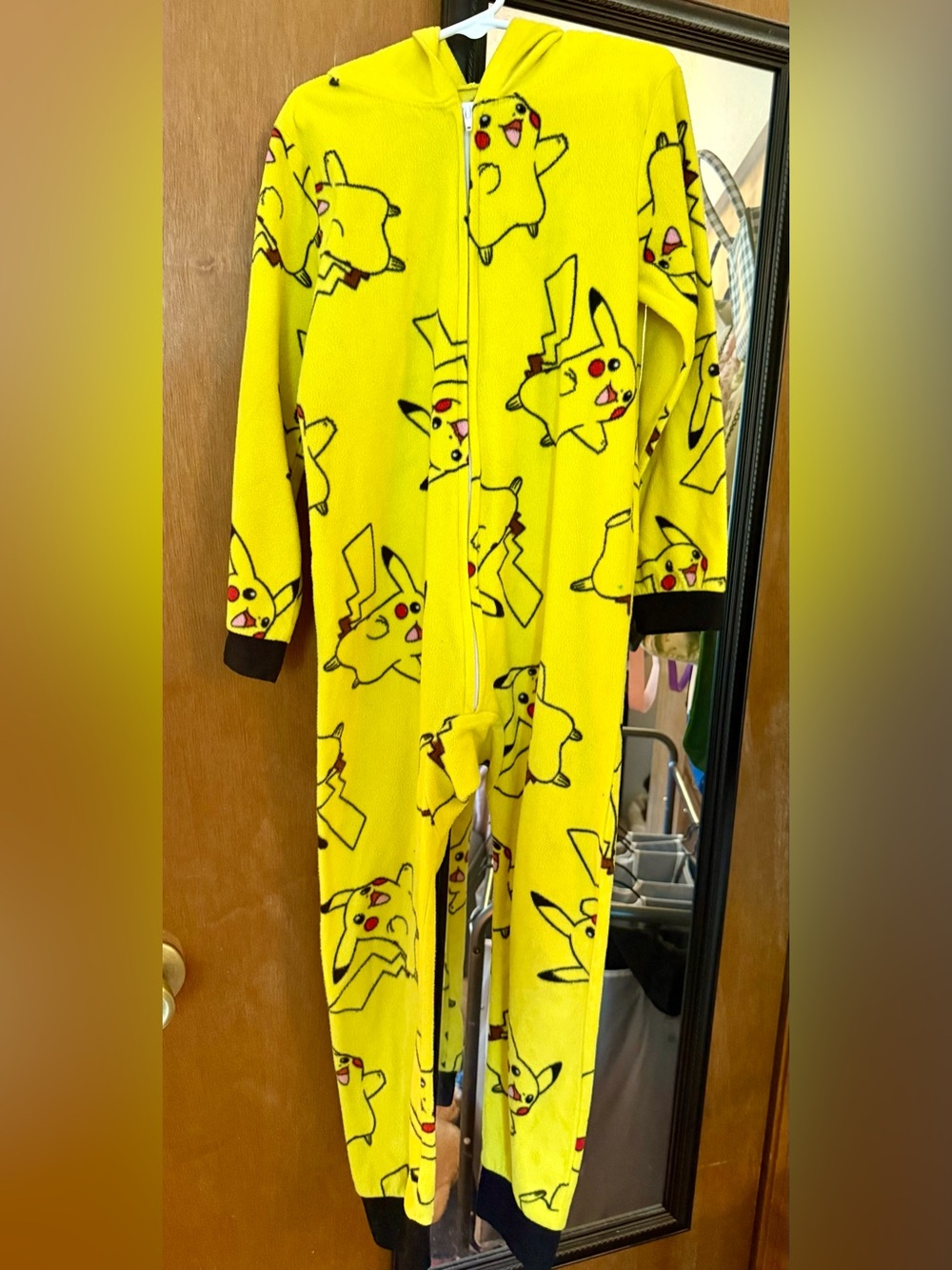 Pokemon Bright Yellow Pikachu Fleece Footed Pajamas